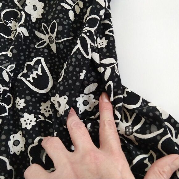 J Jill Floral Pima Cotton Blend A Line Shirt Dress Size S Black White Jersey - Picture 5 of 8